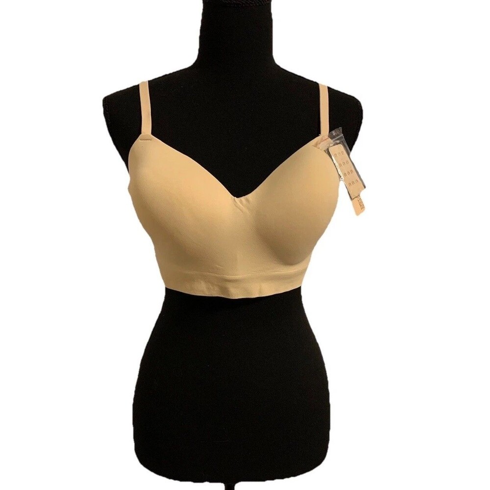 Truekind Supportive Comfort Wireless Shaping Bra Size Large L Beige New